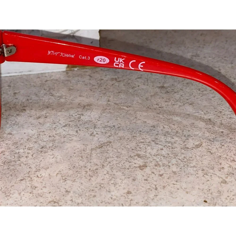 NWT Betsey Johnson Women's Fashionista Cat Eye Sunglasses Red Jeweled